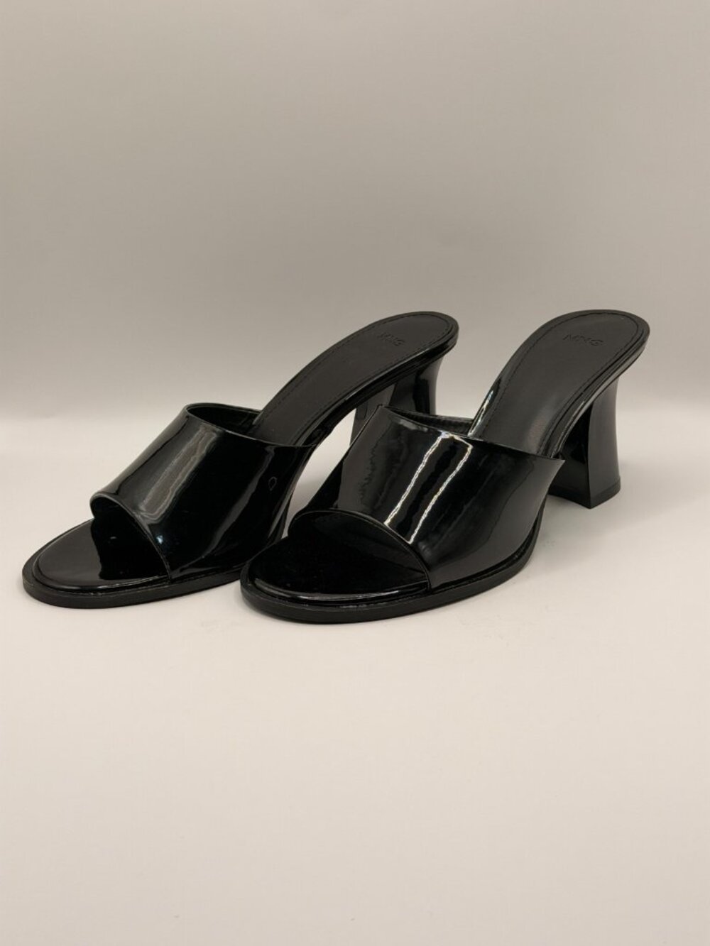 MANGO Women Black Slide High Heel Sandal Sz 38 / US 8